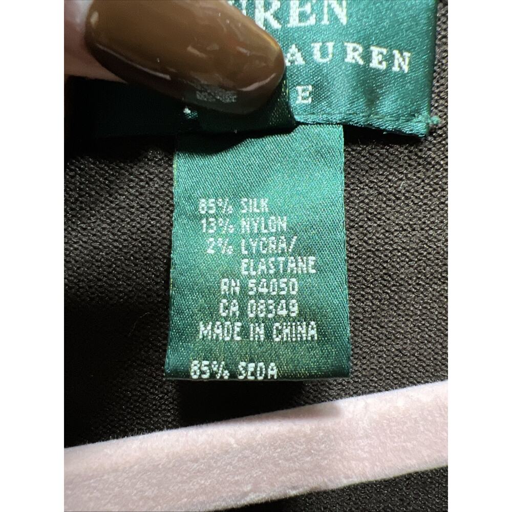 Lauren Ralph Lauren Y2K Ruffled Collar Silk Sweater Dark Brown Womens Size MP - Picture 8 of 11